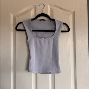 Zara Baby Blue Short Sleeve Top with Bow Detail